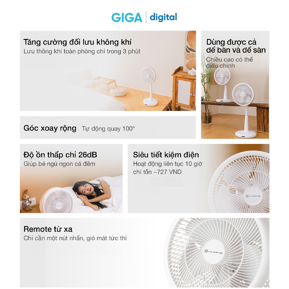 Quạt cây thông minh Lumias F09 - 29W, 8 cấp độ gió - BH 12 Tháng