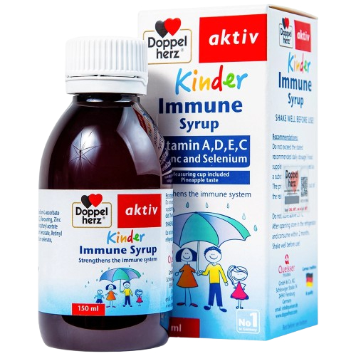 Siro tăng đề kháng cho bé Doppelherz Kinder Immune Syrup hỗ trợ phòng ngừa ốm vặt cho bé
