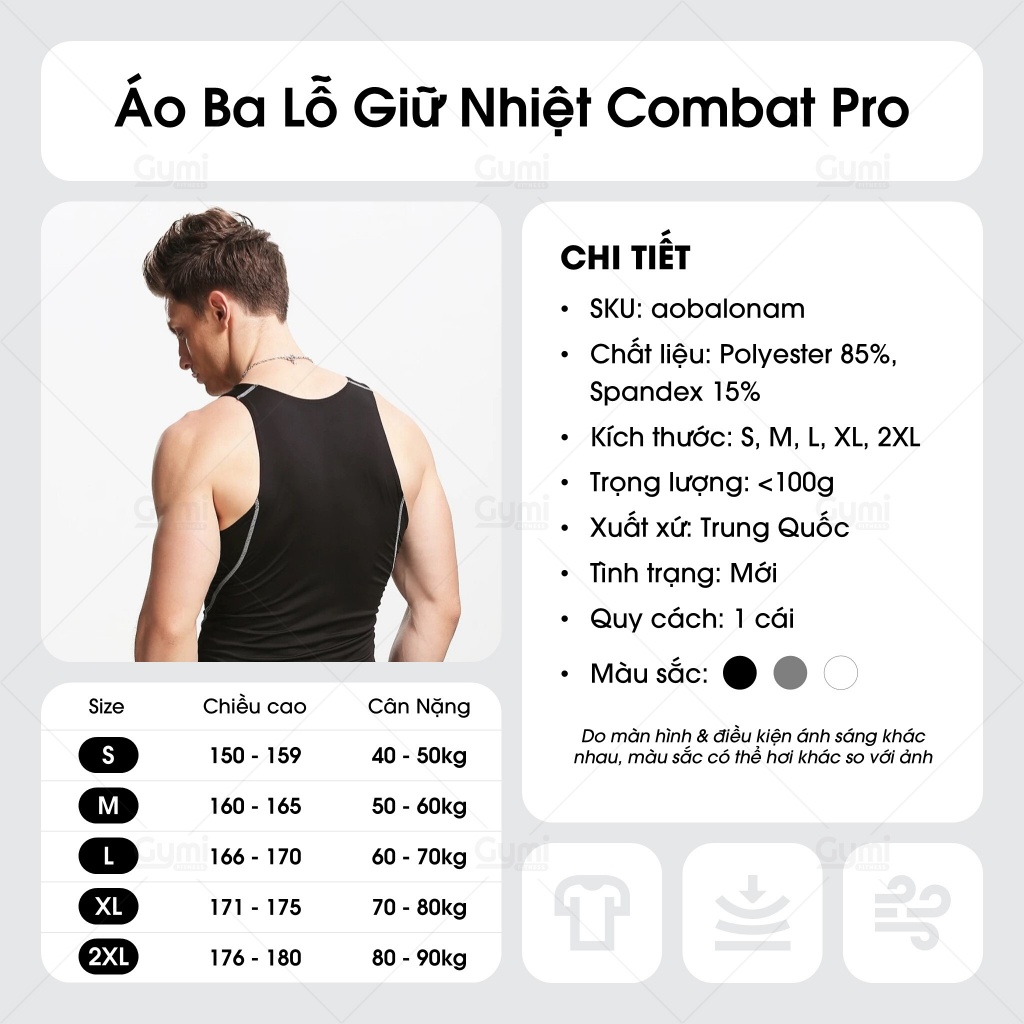 Áo Thun Ba Lỗ Giữ Nhiệt Combat Pro - Áo Tank Top Co Dãn Bó Cơ Thể Thao Nam, Tập Gym, Thể Thao - AoThunTheThao-AoBaLo