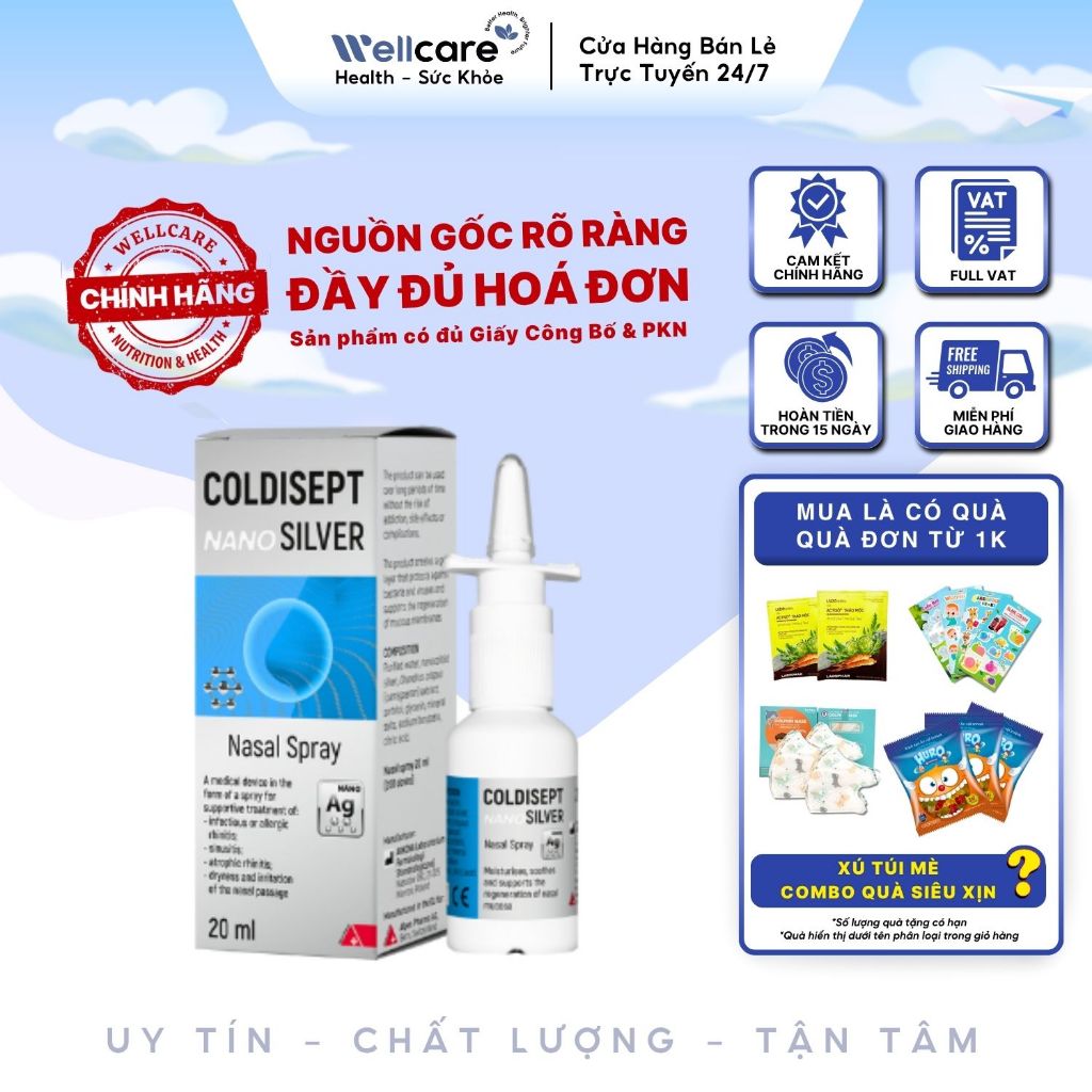[ CHÍNH HÃNG] Coldisept Nasal Spray - Hộp 20ml Xịt mũi Nano Silver giúp ...