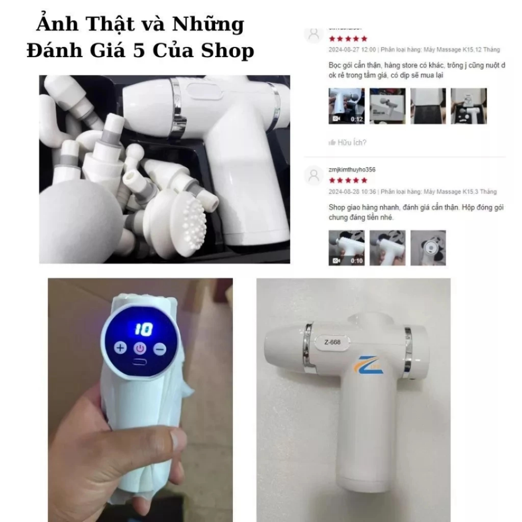 Máy Massage Cổ Vai Gáy Văn Phòng Công Sở, Máy Mát Xa Cầm Tay Mini Đấm Lưng với 12 Đầu và 99 Cấp Độ