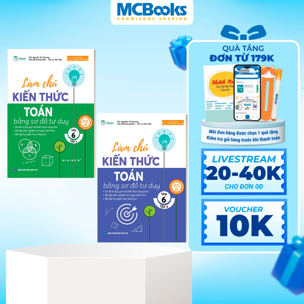 Sách - Combo Làm chủ kiến thức toán bằng sơ đồ tư duy lớp 6