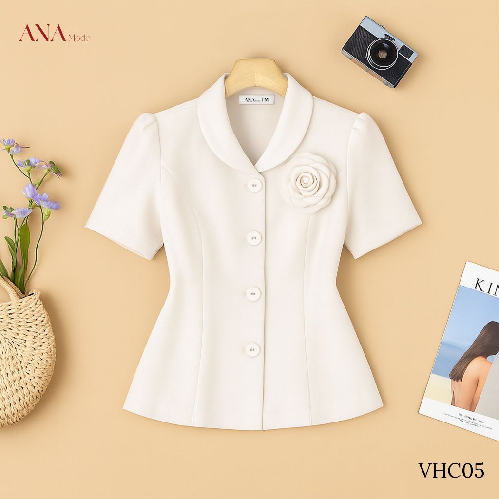 Áo Kiểu Công Sở Nữ ANA Mode Chất Liệu Cotton Lạnh Cao Cấp Đi Tiệc Quà Tặng Mẹ AK25VHC05