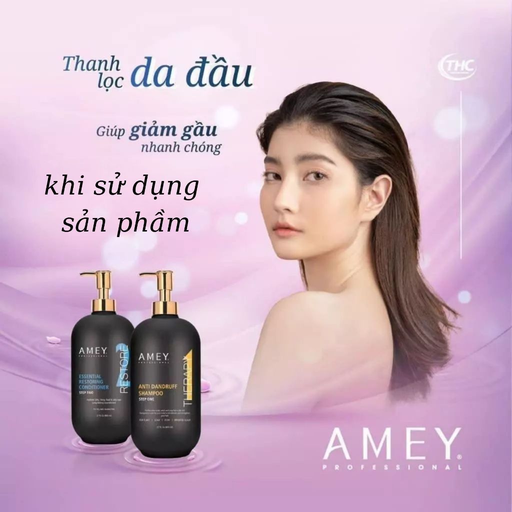 Cặp Dầu Gội Xả Amey Therapy Anti Dandruff 800ml | Sạch Da Đầu, Giúp Tóc Mềm Mượt & Làm Sạch Da Đầu
