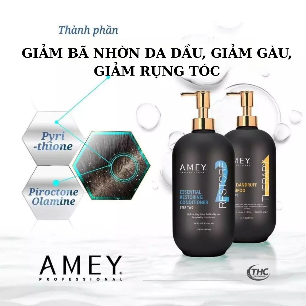 Cặp Dầu Gội Xả Amey Therapy Anti Dandruff 800ml | Sạch Da Đầu, Giúp Tóc Mềm Mượt & Làm Sạch Da Đầu