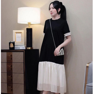 Váy bầu, đầm bầu thiết kế đuôi cá bằng vải voan tơ may 2 lớp nhẹ nhàng
