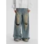 Quần Jeans Wash Ống Rộng GODMOTHER Quần Jeans Mài Rách Phong Cách Form Rộng Unisex Nam Nữ