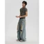 Quần Jeans Wash Ống Rộng GODMOTHER Quần Jeans Mài Rách Phong Cách Form Rộng Unisex Nam Nữ
