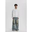 Quần Jeans Wash Ống Rộng GODMOTHER Quần Jeans Mài Rách Phong Cách Form Rộng Unisex Nam Nữ