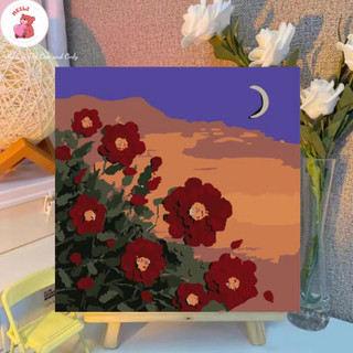 ( TẶNG SET 10 KHẨU TRANG) Tranh Số Hoá Mèo Ngồi Ngóng Chờ Hoạt Hình Tranh Tô Màu 20x20cm dễ thương đầy đủ cọ, màu, căng