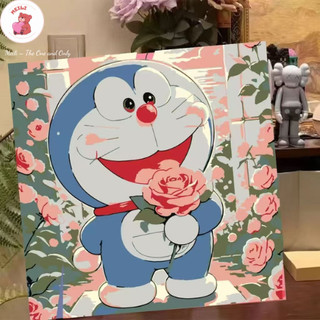 ( TẶNG SET 10 KHẨU TRANG) Tranh Số Hoá Hoa Cúc Dại Trắng Hoạt Hình Tranh Tô Màu 20x20cm dễ thương đầy đủ cọ, màu, căng k