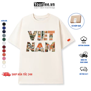 Áo Thun In Hình Việt Nam Ngực Áo Thể Hiện Tình Yêu Nước, Form Unisex, Chất Cotton 100% + Có Hộp