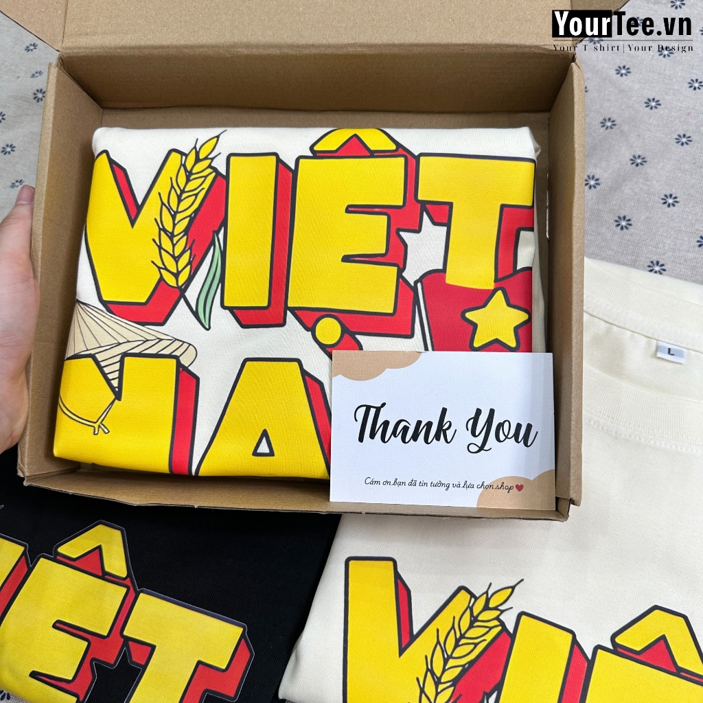 [ÁO THUN VIỆT NAM] Áo Thun Cotton, Form Unisex Nam Nữ, In Hình Việt Nam, Chất Cotton Đẹp Mềm Mịn Mát + Có Hộp