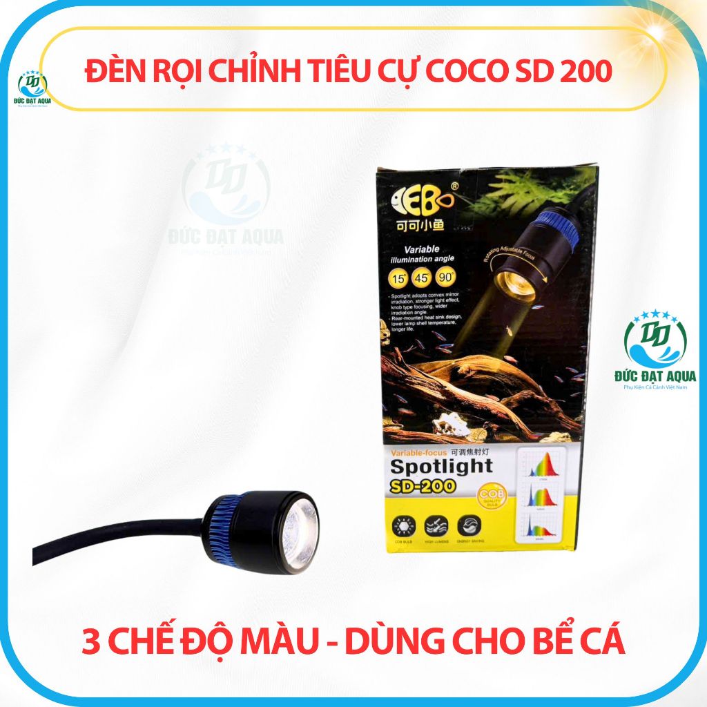 Đèn Led rọi Coco cao cấp chỉnh tiêu cự SD-200 5W/7W/10W (3 chế độ màu) cho bể cá cảnh 4
