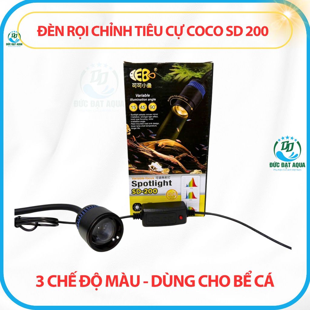Đèn Led rọi Coco cao cấp chỉnh tiêu cự SD-200 5W/7W/10W (3 chế độ màu) cho bể cá cảnh 2