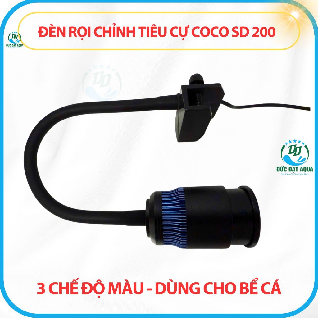 Đèn Led rọi Coco cao cấp chỉnh tiêu cự SD-200 5W/7W/10W (3 chế độ màu) cho bể cá cảnh 6
