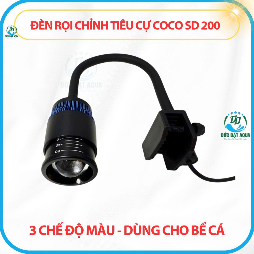 Đèn Led rọi Coco cao cấp chỉnh tiêu cự SD-200 5W/7W/10W (3 chế độ màu) cho bể cá cảnh 8