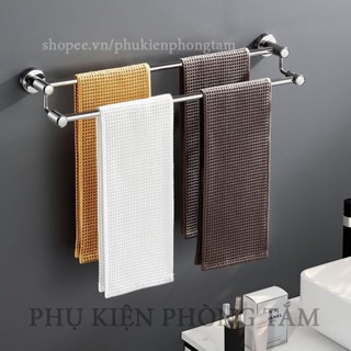 (MẪU CAO CẤP) Thanh treo khăn tắm Inox 304 - Giá treo khăn đôi