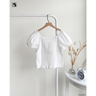 Áo babydoll tay bo chun dáng ngắn, áo kiểu nữ bo chun sau phối thắt nơ xinh xắn Twenty.5- 6807
