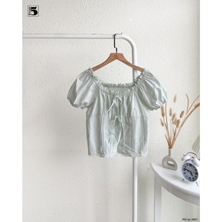 Áo babydoll tay bo chun dáng ngắn, áo kiểu nữ bo chun sau phối thắt nơ xinh xắn Twenty.5- 6807