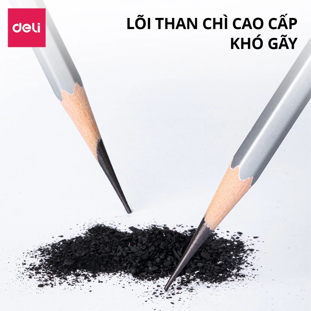 Bộ 12 Bút Chì Phác Thảo Cao Cấp Dmast Hộp Thiếc Deli - Bút Chì Phác Thảo Nhiều Độ Đậm Nhạt Vẽ Chuyên