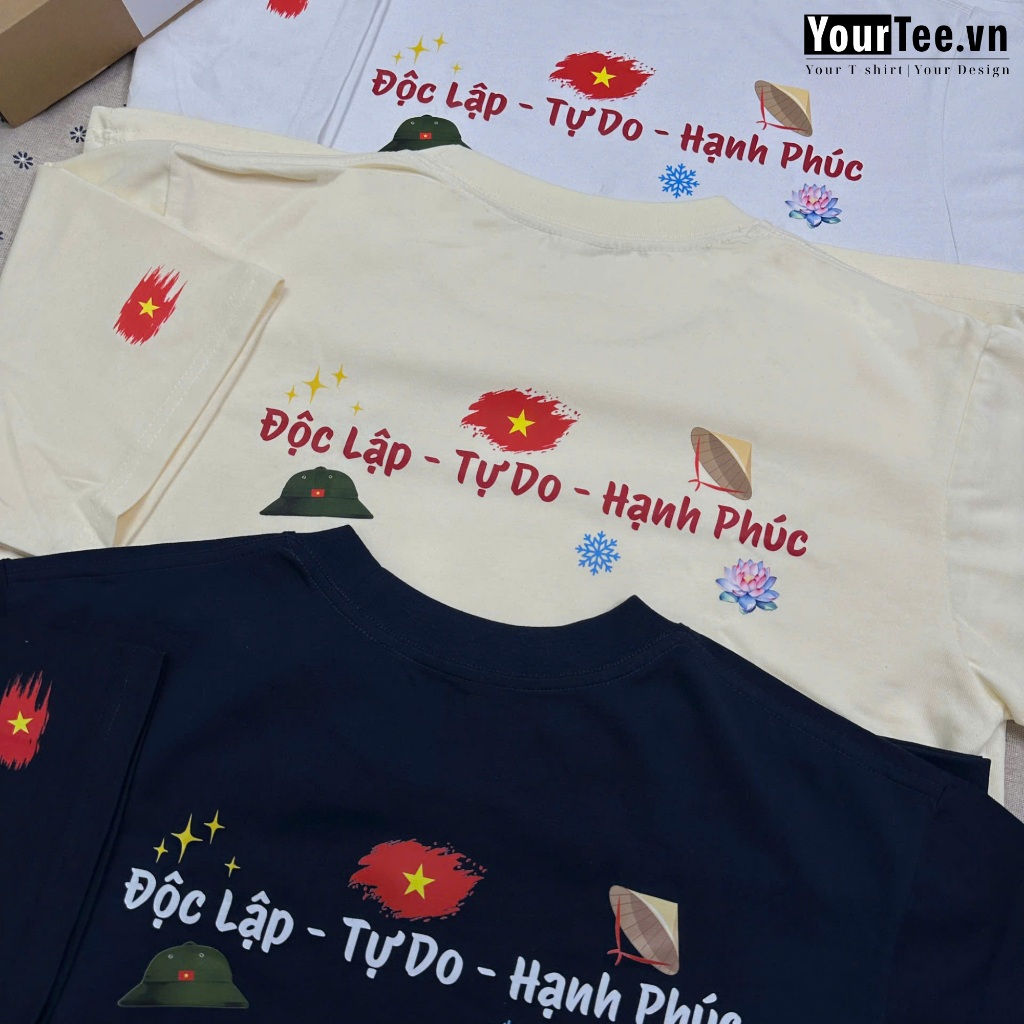 [ÁO THUN HOA NÓN LÁ] Áo Thun Độc Lập Tự Do Hạnh Phúc, Áo Thun Unisex Chất Liệu Cotton 100% 250 gsm + Có Hộp