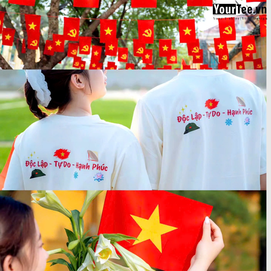 [ÁO THUN HOA NÓN LÁ] Áo Thun Độc Lập Tự Do Hạnh Phúc, Áo Thun Unisex Chất Liệu Cotton 100% 250 gsm + Có Hộp