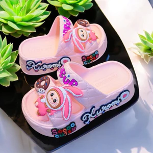 Dép bánh mì cho bé gái hình thỏ love you siêu dễ thương, dép 2 quai chống nước đế cao siêu nhẹ và mềm - PHOM TO LÙI SIZE
