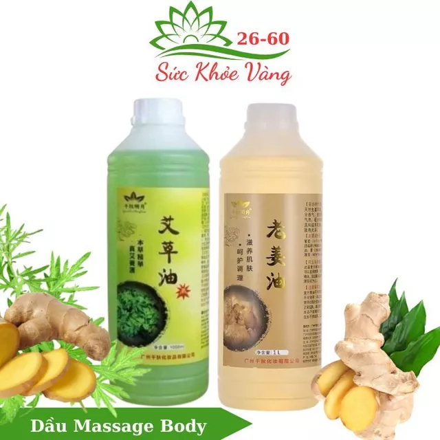 Tinh Dầu Massage Body, Tinh Dầu Ngải Cứu, Tinh Dầu Gừng Nóng Dùng Trong Massage Dưỡng Sinh Chai 1000ml