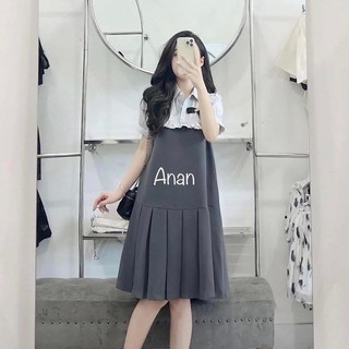 Váy bầu công sở thiết kế đuôi cá xếp ly phối bèo ngực