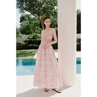 Đầm hoa maxi OLV cúp ngực dáng xòe bồng bềnh ren tầng điệu đà Feeney phù hợp đi tiệc đi chơi
