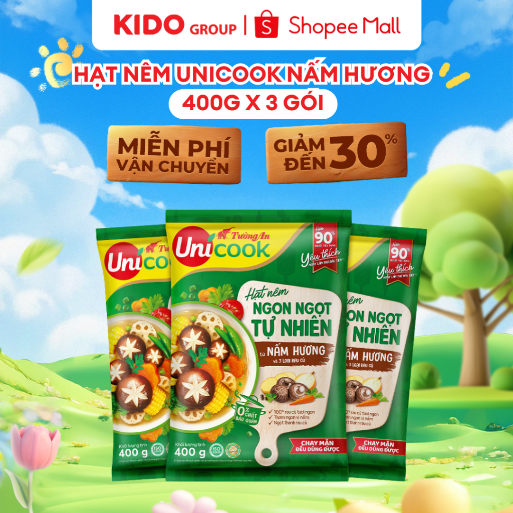 Combo 3 gói Hạt nêm TA Unicook Nấm Hương 400g | Shopee Việt Nam