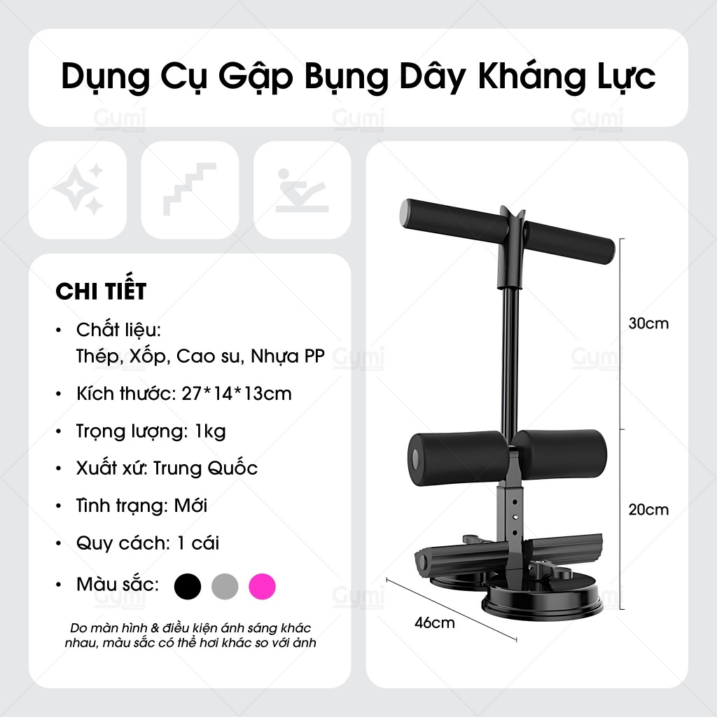 Dụng Cụ Gập Bụng 2 Trong 1 Có Dây Kháng Lực - Hỗ Trợ Tập Luyện Cơ Bụng, Tay, Eo Tại Nhà - GapBung2in1