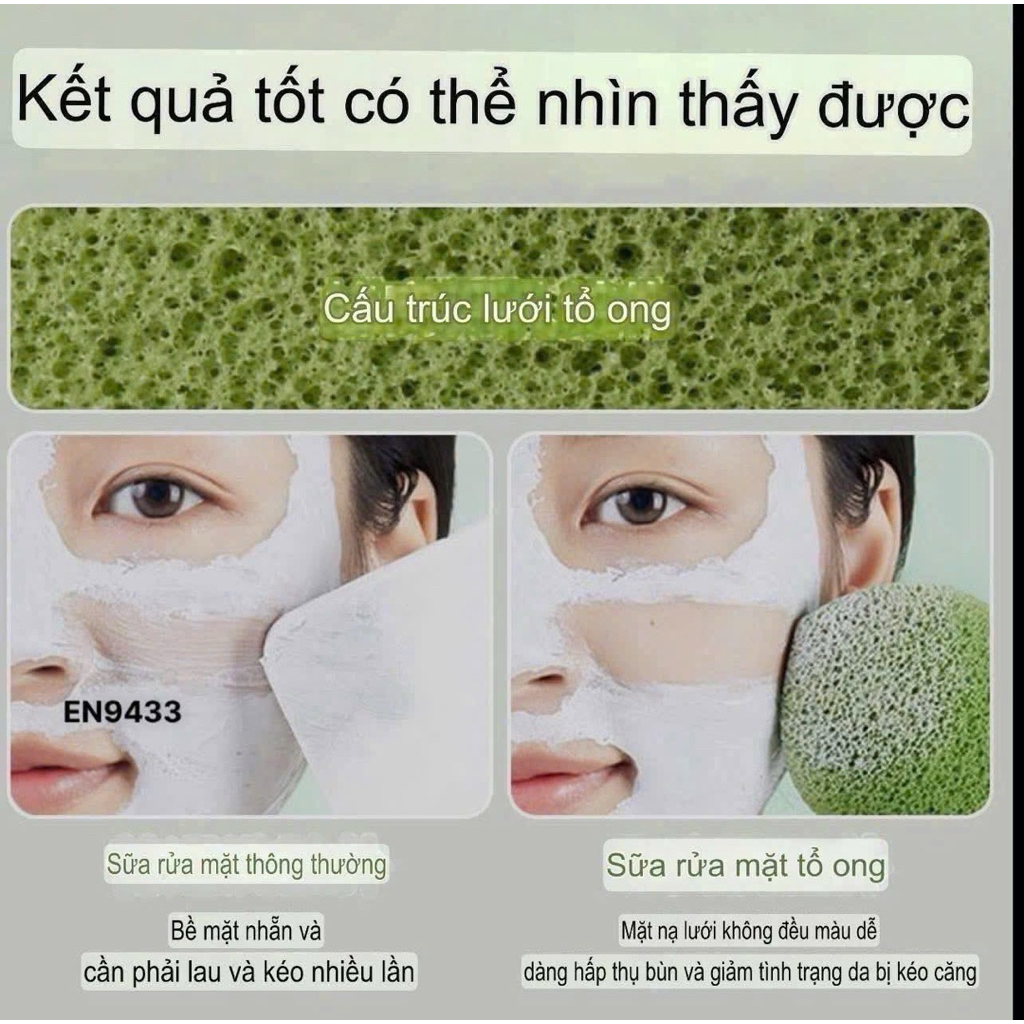 Set 3 bông mút rửa mặt kèm dây treo bông tiện lợi