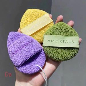 Set 3 bông mút rửa mặt kèm dây treo bông tiện lợi