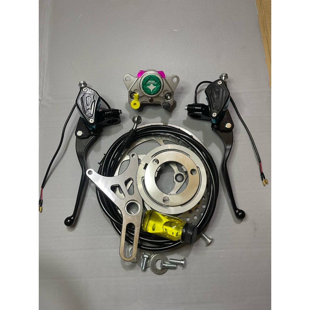combo phanh đĩa sau heo cá mập CNC folamdo kèm tay phanh bình dầu liền gắn mọi dòng xe