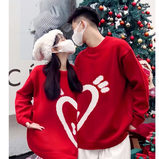 [Hỏa Tốc] Áo Sweater Noel Đôi Trái Tim Nửa , Áo Cổ Tròn cho các cặp đôi mùa noel From Rộng Phong Cách.