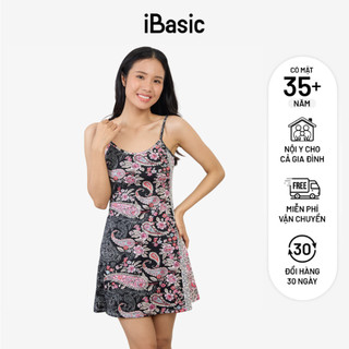 Đầm ngủ nữ iBasic nữ thun hai dây họa tiết hoa văn 7916-1