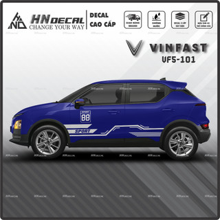 Tem dán xe VF5 - Decal dán xe VF5 MẪU TEM THỂ THAO CÁ TÍNH. 1 bộ dán 2 bên ( mẫu VF5-101 )