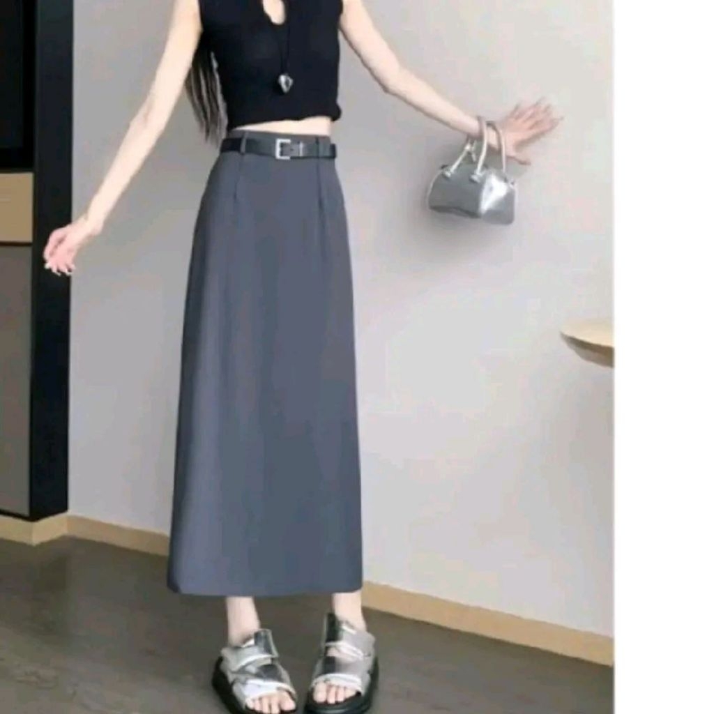 Chân váy A công sở chất vietx han cao cấp nữ dáng A xẻ sau lưng cao dài 84cm