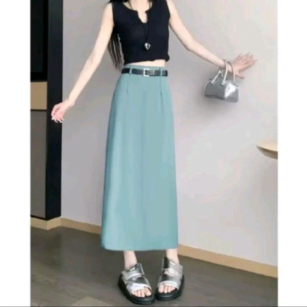 Chân váy A công sở chất vietx han cao cấp nữ dáng A xẻ sau lưng cao dài 84cm