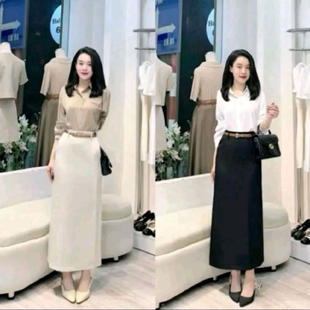 Chân váy A công sở chất vietx han cao cấp nữ dáng A xẻ sau lưng cao dài 84cm