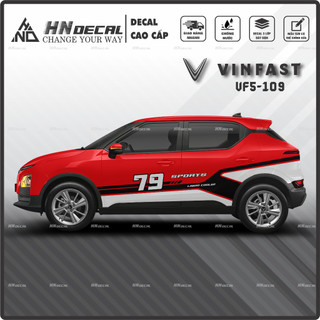 Tem dán xe VF5 - Decal dán xe VF5 MẪU TEM THỂ THAO CÁ TÍNH. 1 bộ dán 2 bên ( mẫu VF5-109 )