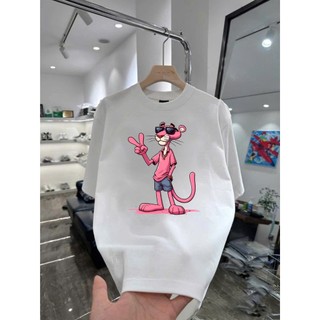 Áo thun hoạt hình Báo hồng say hi BH03 unisex nam nữ form rộng 100% Cotton