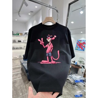 Áo thun hoạt hình Báo hồng say hi BH03 unisex nam nữ form rộng 100% Cotton