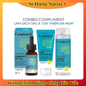 Sữa rửa mặt, toner, serum Compliment AHA BHA làm sạch sâu, giảm viêm & mụn của Nga