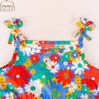 Váy bé gái, đầm bé gái 2 dây vải Thô Cotton dáng suông thoáng mát ChuChoaKids [VBC31]