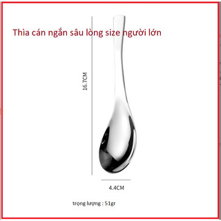 COMBO 5 THÌA (MUỖNG) INOX 304-Cán NGẮN  SIZE LỚN ĂN CƠM-SUP-CHÁO -CHÂT LƯƠNG CAO CẤP