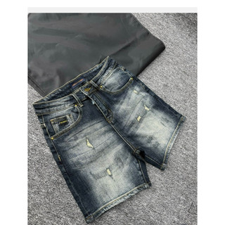 Quần shorts jean nam Dáng Đùi nhắn màu xanh mài vải dầy mềm co giãn nhẹ,phom dáng chuẩn 1:1 chất lượng quảng châu
