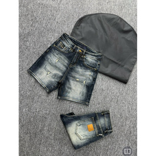 Quần shorts jean nam Dáng Đùi nhắn màu xanh mài vải dầy mềm co giãn nhẹ,phom dáng chuẩn 1:1 chất lượng quảng châu